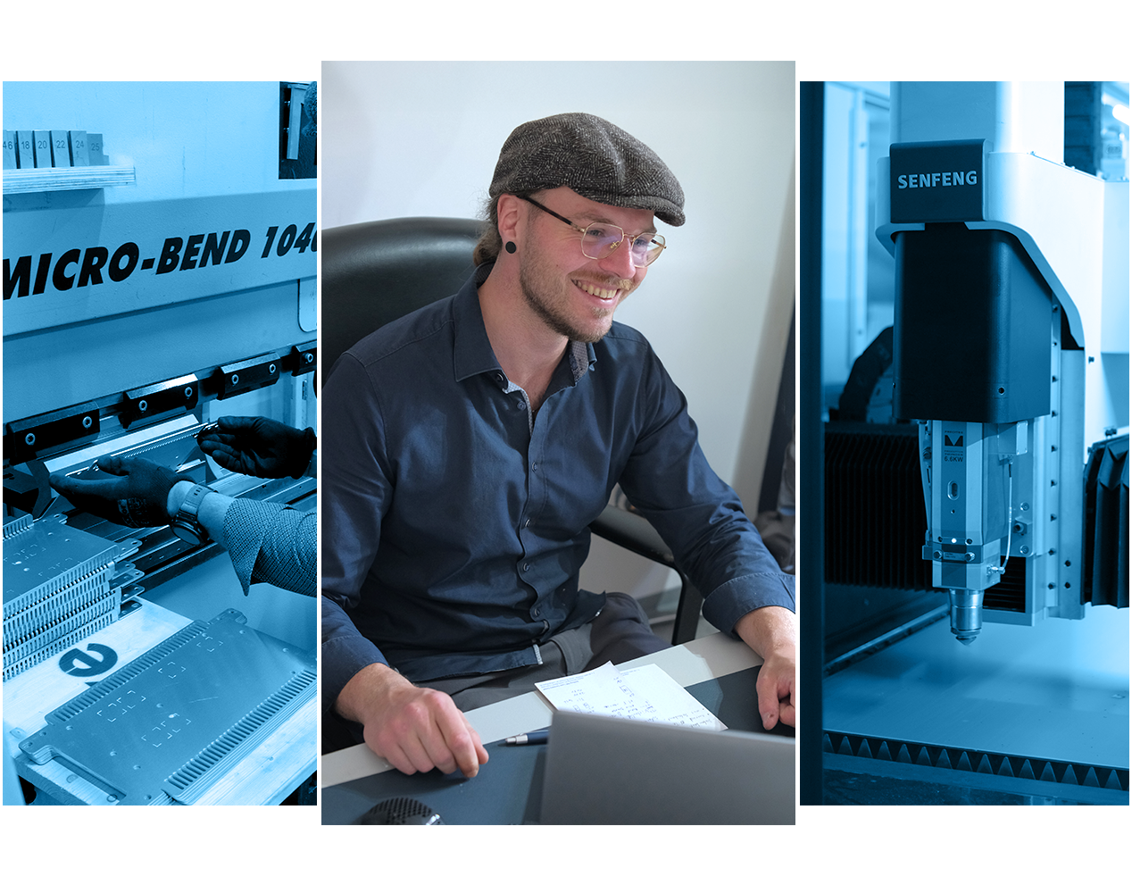 zeigt Simon Gräbner lächelnd am Schreibtisch